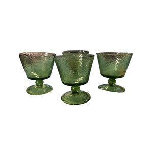 VTG Hazel Atlas Green Pebble Stone Glasses Hand Made